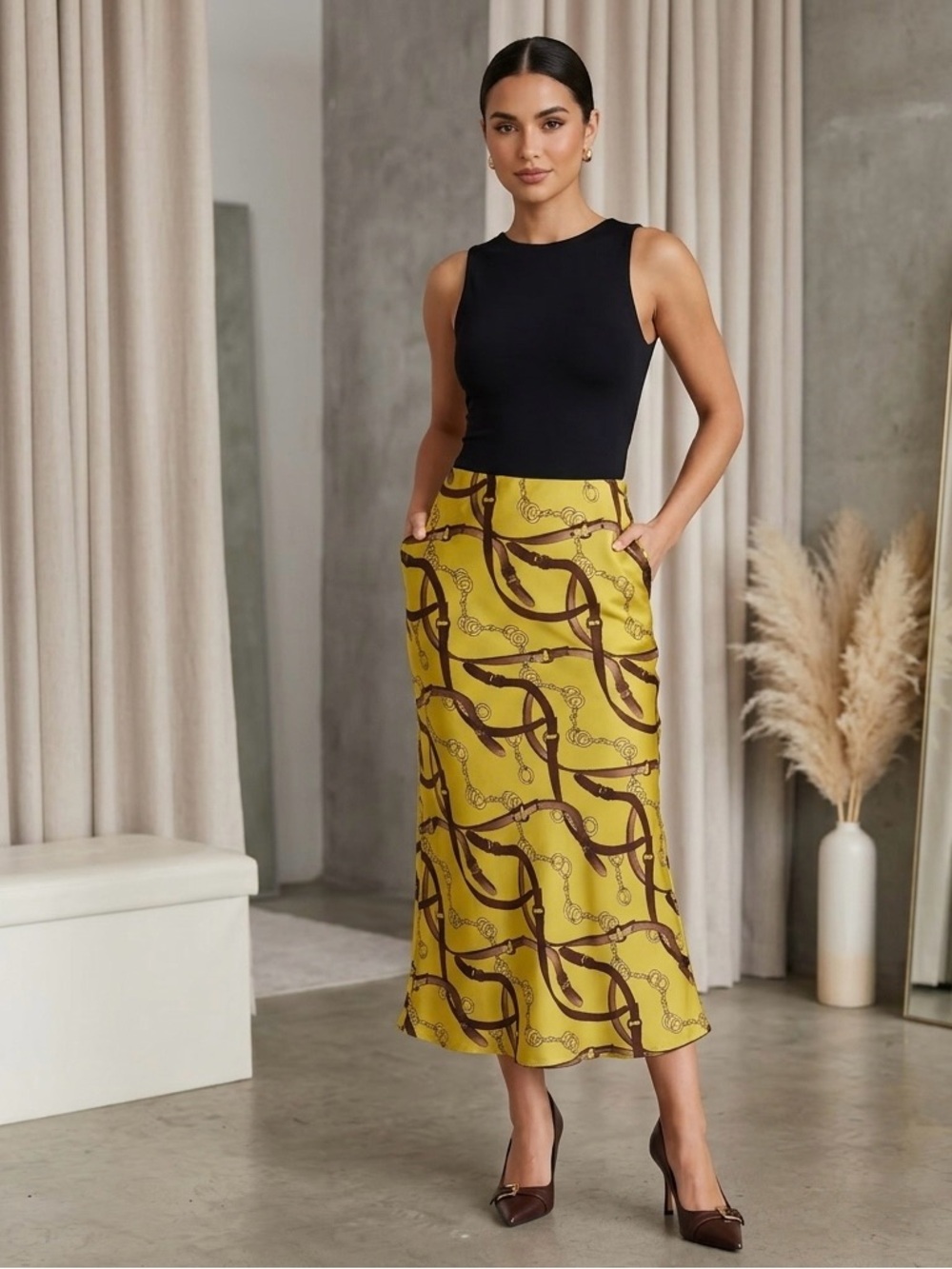 Boutique Midi silk Skirt